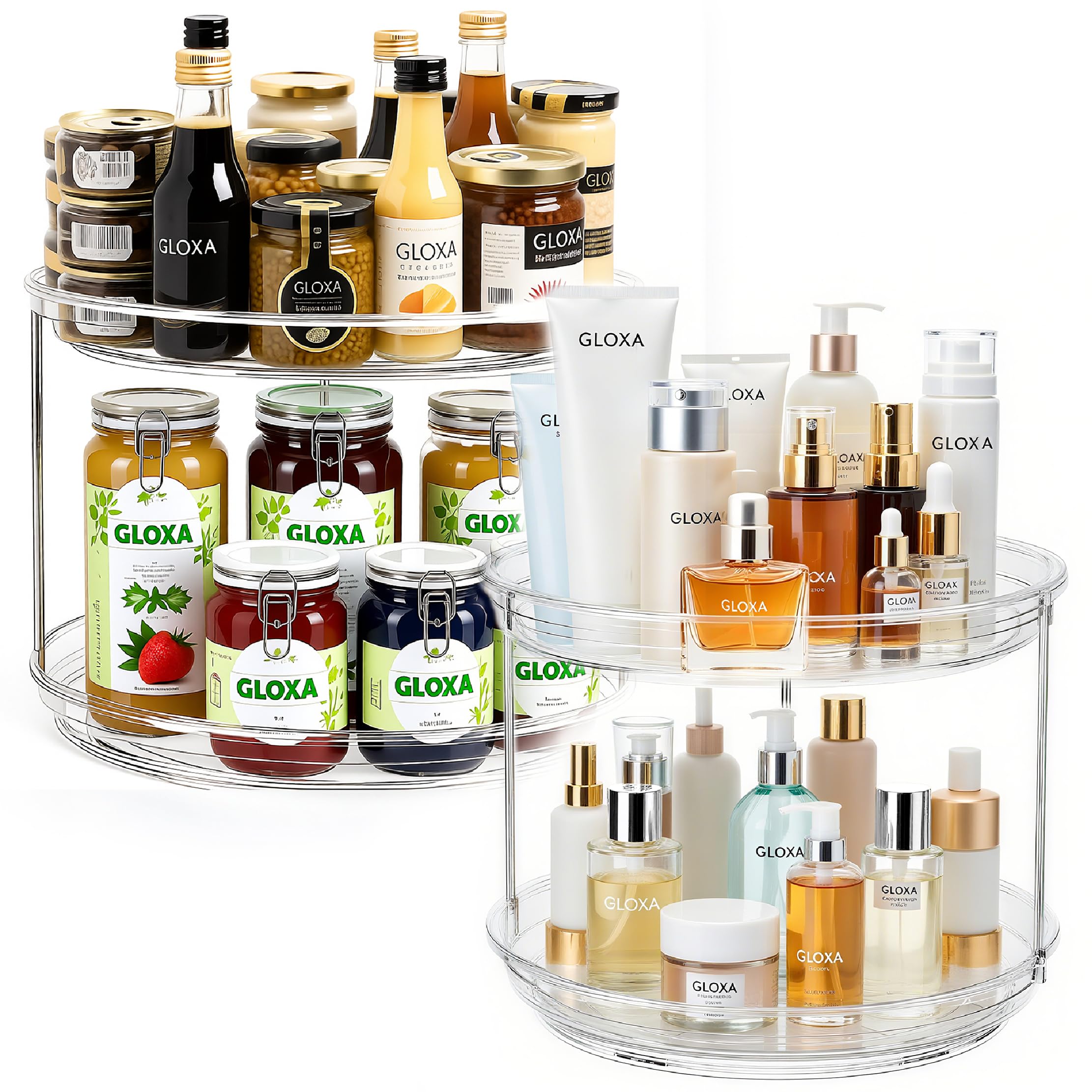 GLOXA non-slip rim keeps items secure while turning.