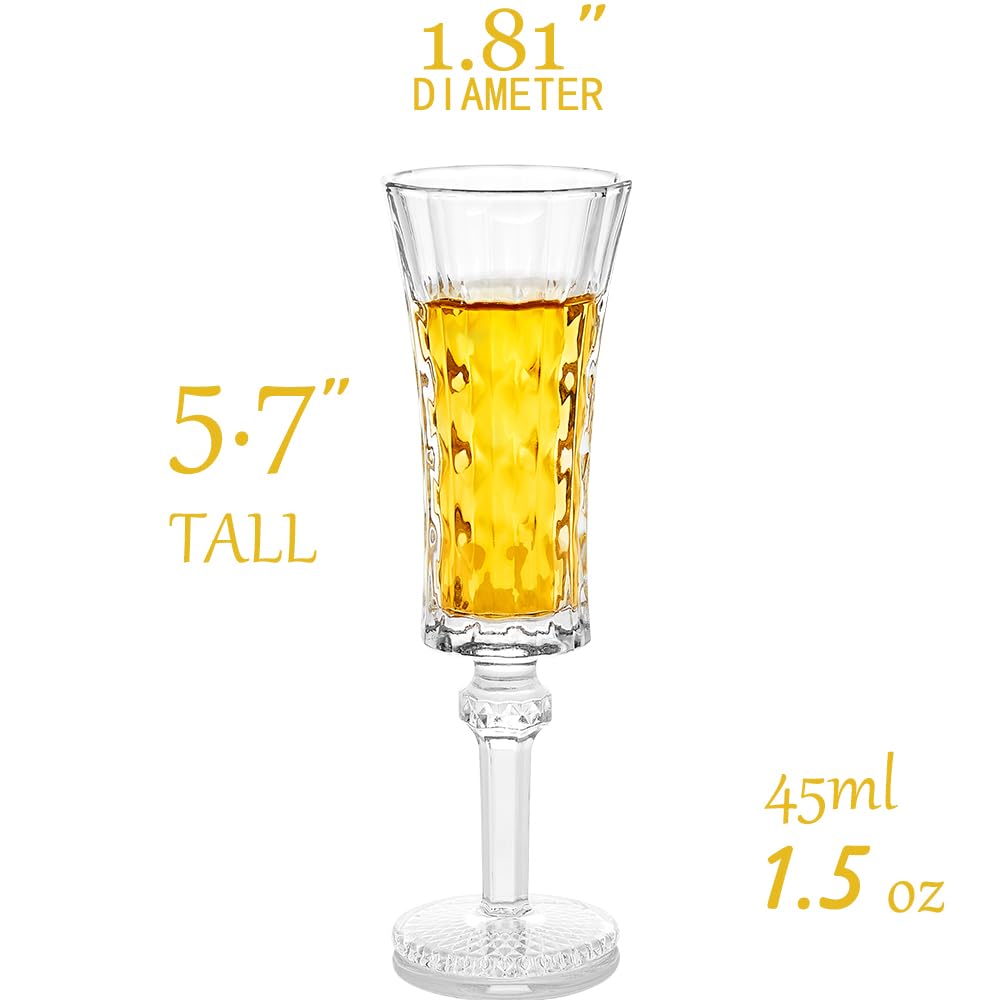 Glsairy crystal shot glasses show clarity for elegant liqueur pours.