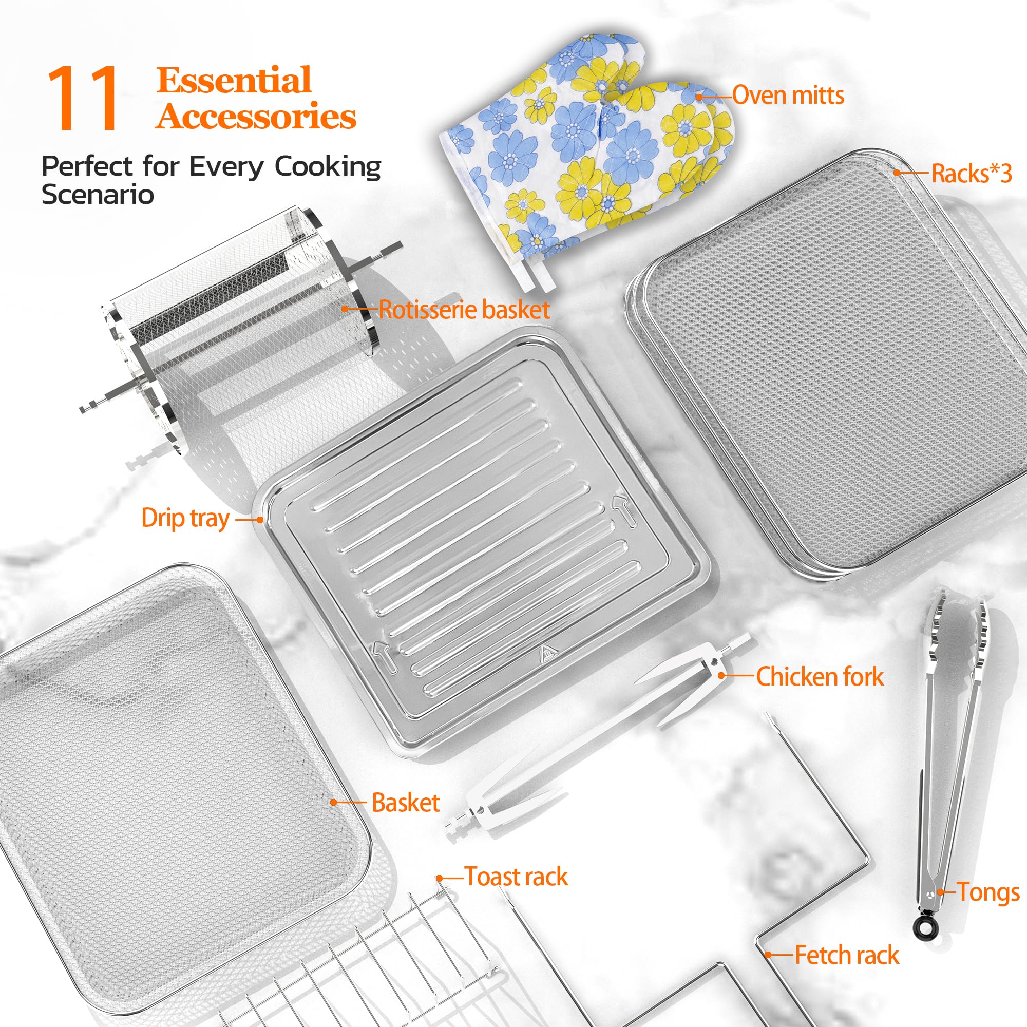 Gluck air fryer oven with 3 dehydrating racks expands batch cooking options