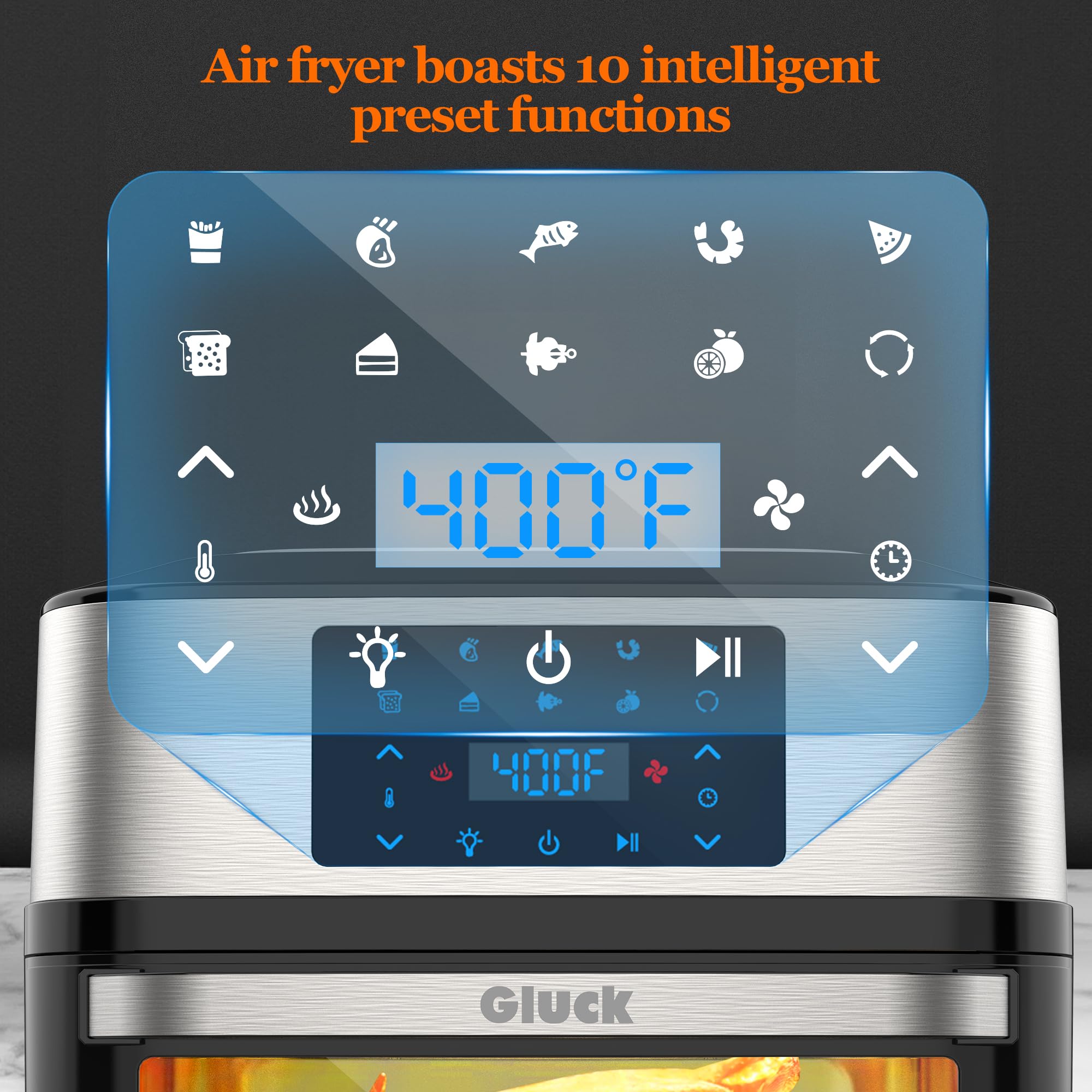 Gluck air fryer oven with dehydrating racks preserves fruit and herbs