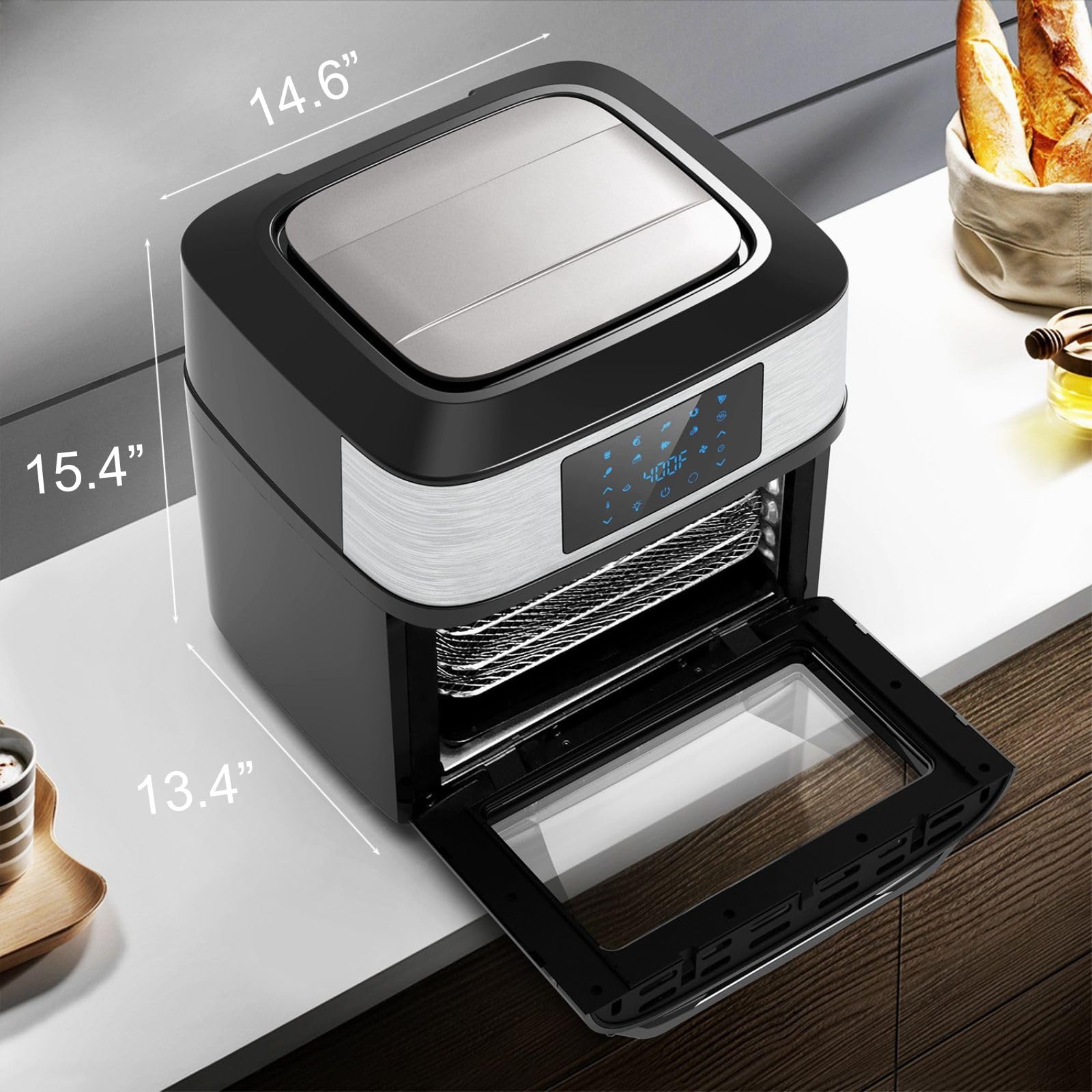 Gluck air fryer oven interior cooking chicken delivers crispy exterior and juicy interior
