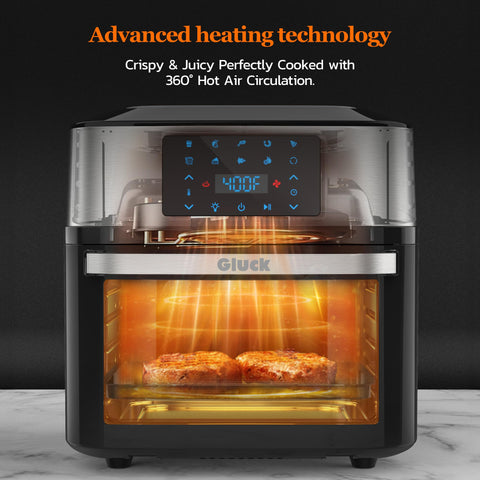 Gluck air fryer oven LED touchscreen makes one-click presets simple
