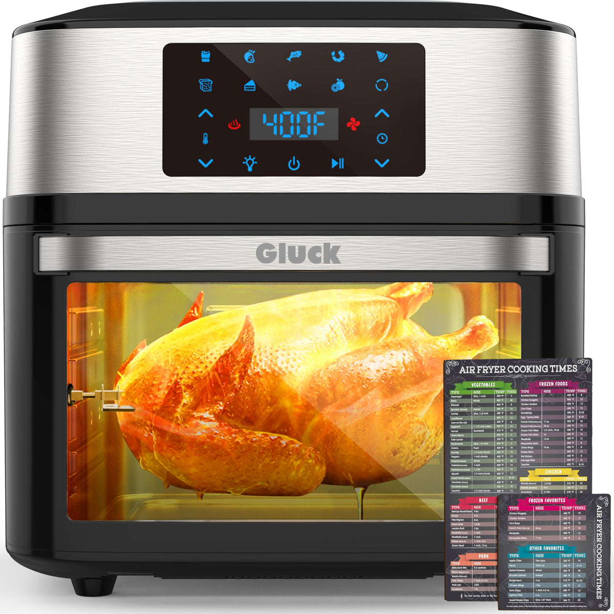 Gluck air fryer oven with window view lets you monitor meals as they cook