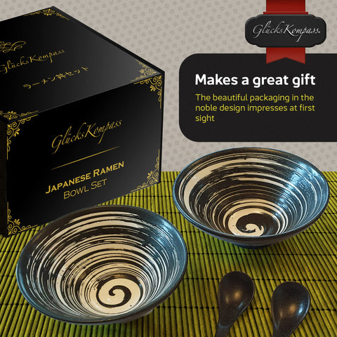 GlucksKompass large-diameter ramen bowls suitable for ramen, pasta, and salads.