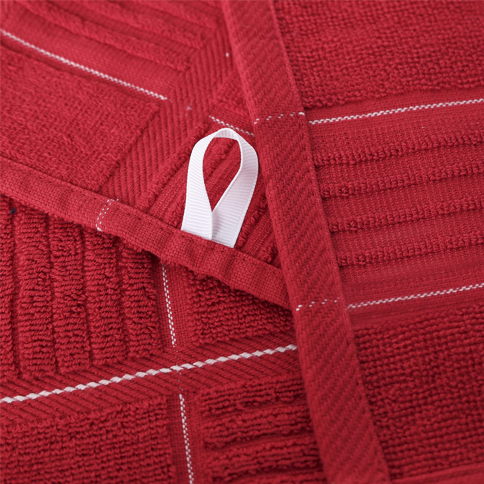 Glynniss red cotton fiber towels offer soft feel and durable performance.