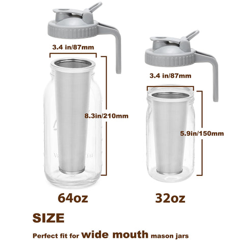 Glyntrof 64oz mason jar fit filter, secure seal for large batches.