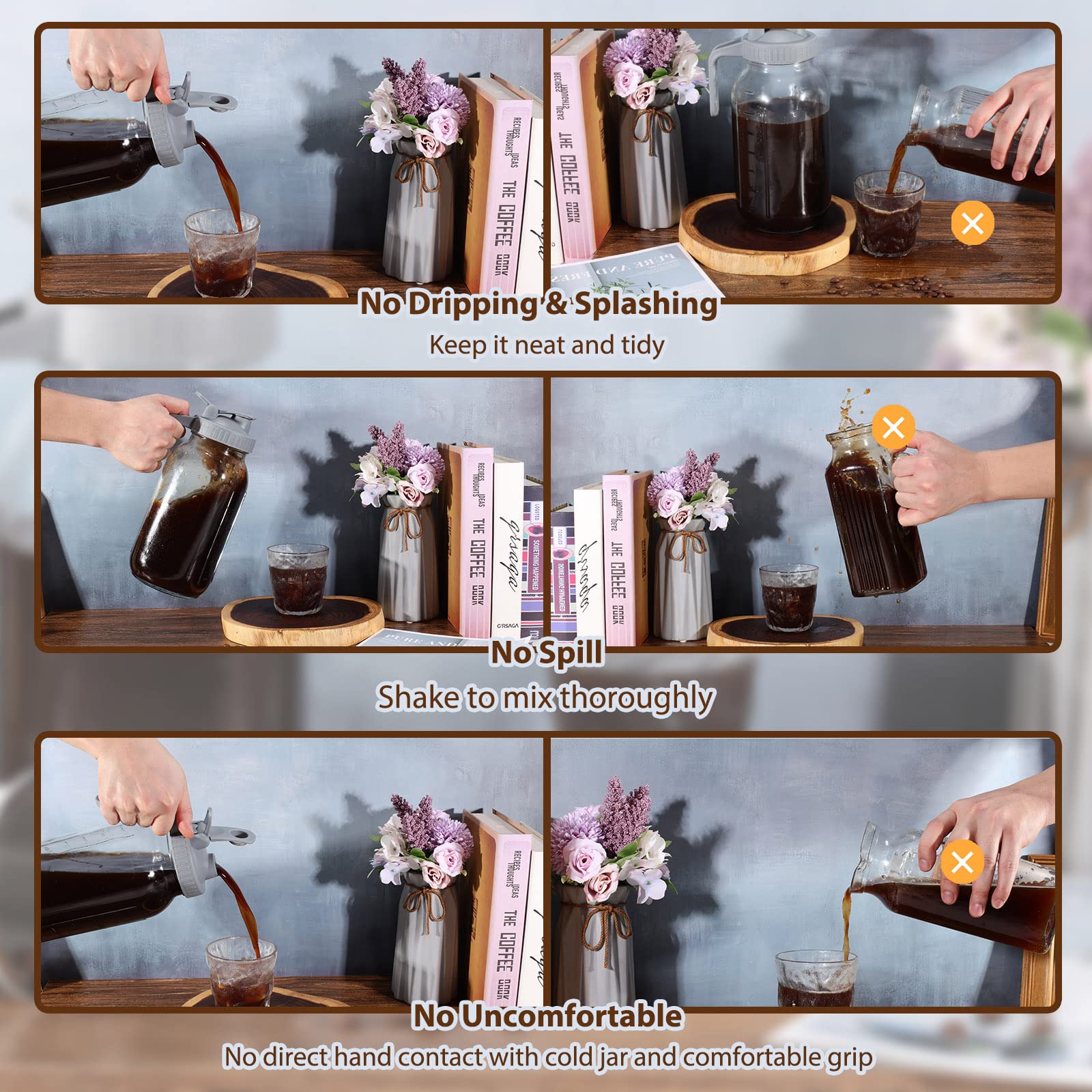 Glyntrof mason jar pitcher with lid for portable storage