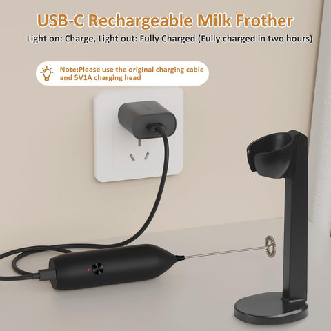 GLZOOO compact handheld frother creates creamy latte foam in seconds.