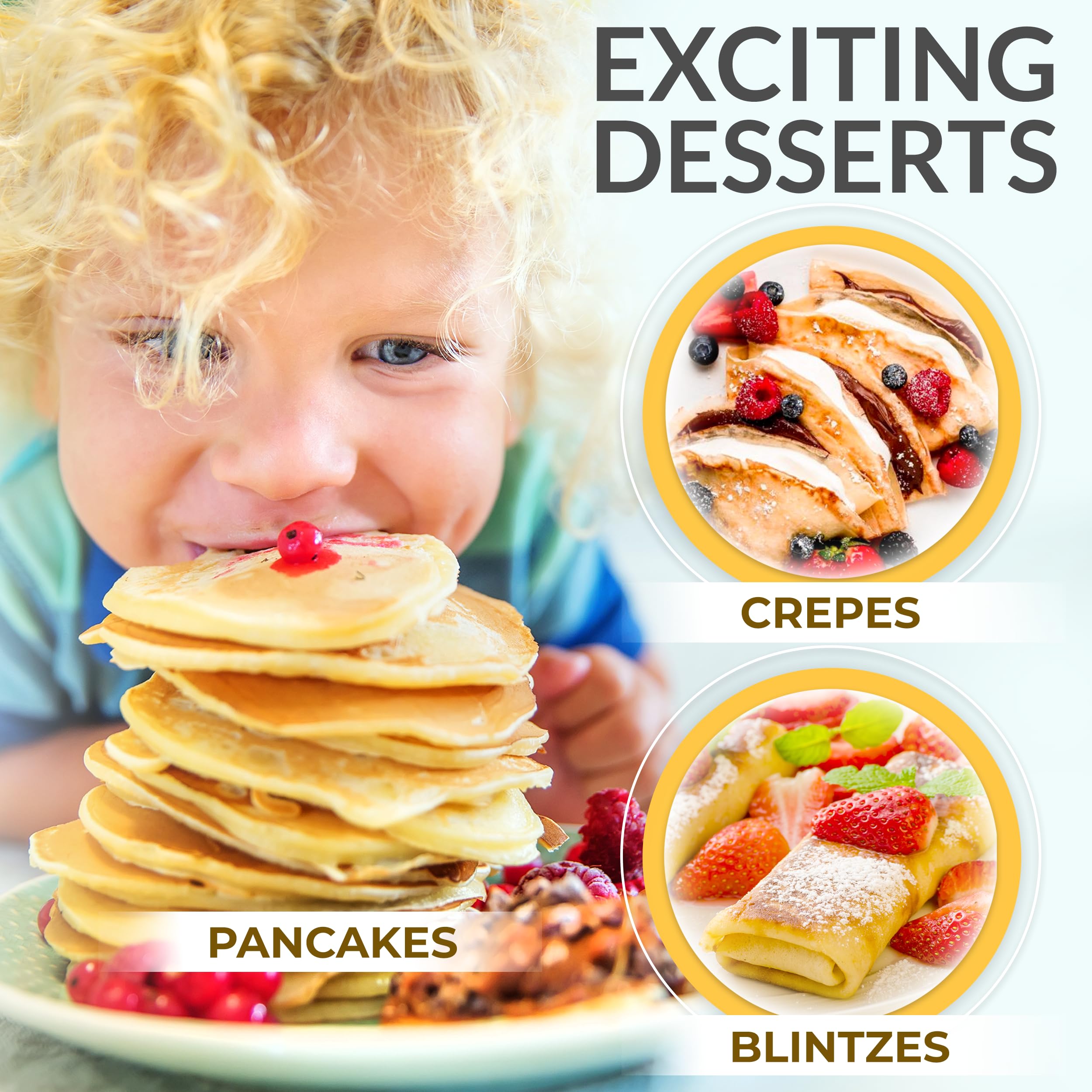 GM Kitchen Essentials Crepe Maker batter spreader included for thin, even crepes.