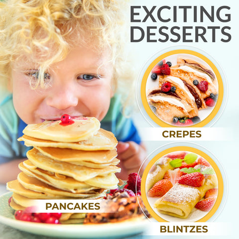 GM Kitchen Essentials Crepe Maker batter spreader included for thin, even crepes.
