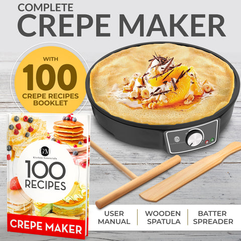 GM Kitchen Essentials Crepe Maker compact design suits versatile kitchen setups.