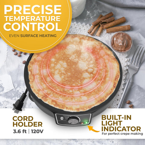 GM Kitchen Essentials Crepe Maker recipe book helps beginners try 100 recipes.