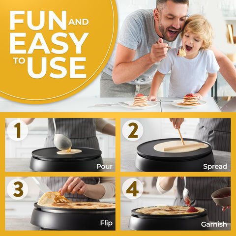 GM Kitchen Essentials Crepe Maker support team backs you with lifetime replacement.