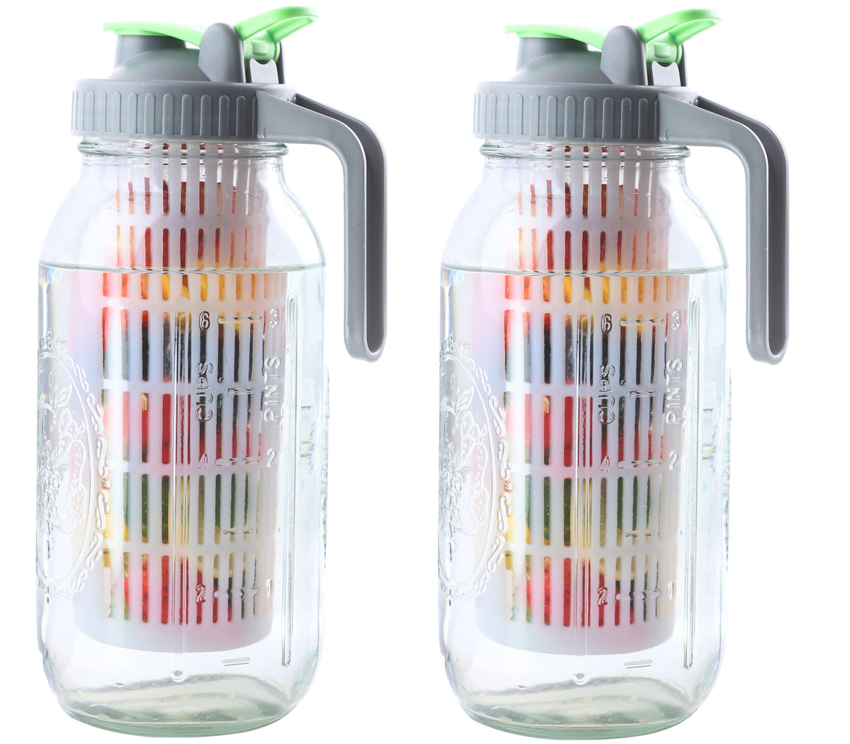GMCOZY glass infuser pitcher with 64oz capacity for infused water.