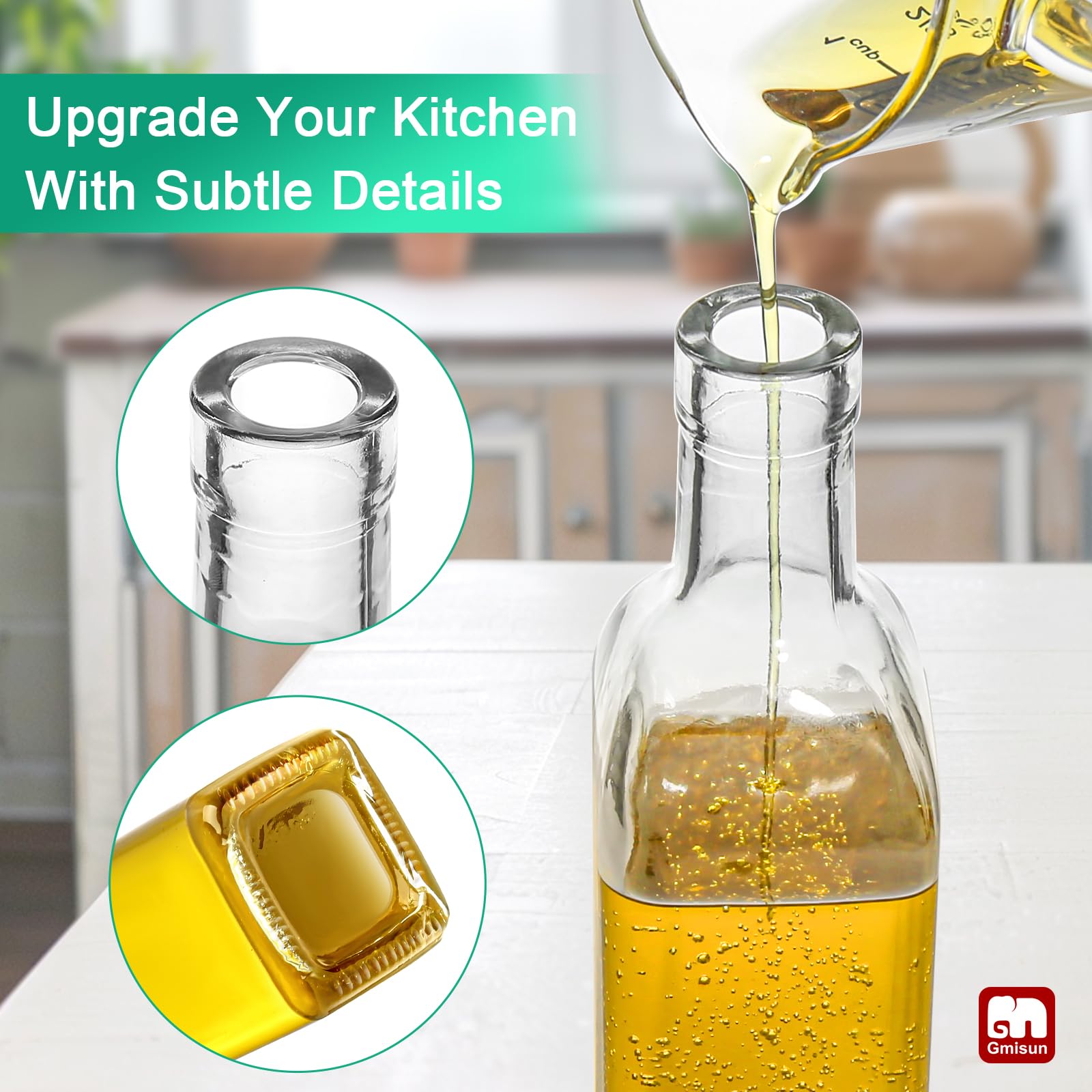 GMISUN glass oil bottle clear body for premium kitchen feel