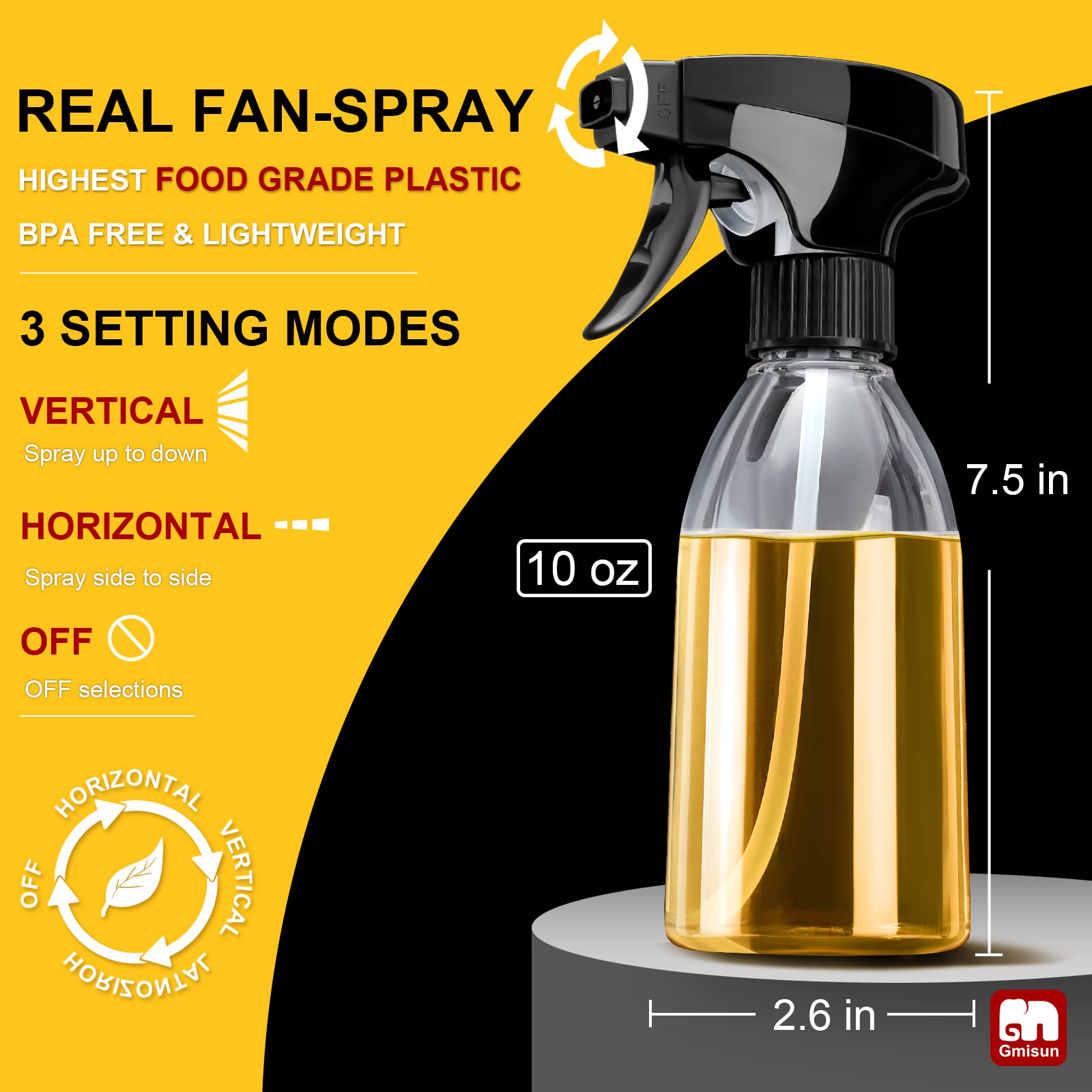 GMISUN oil sprayer made from food-grade plastic suitable for oils and dressings.