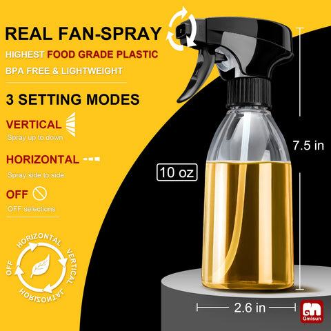 GMISUN oil sprayer made from food-grade plastic suitable for oils and dressings.