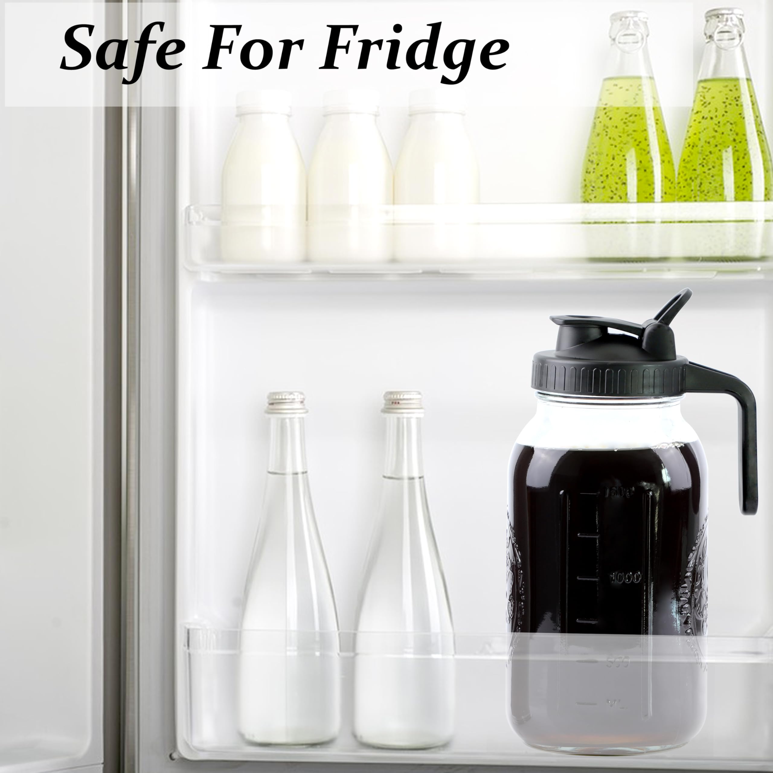 GMSWEET 64oz mason jar filter prevents grounds for smoother iced coffee.