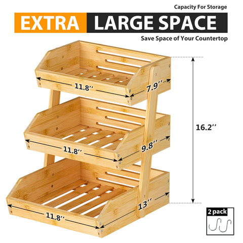 Gmtsl bamboo fruit basket stable design with non slip pads