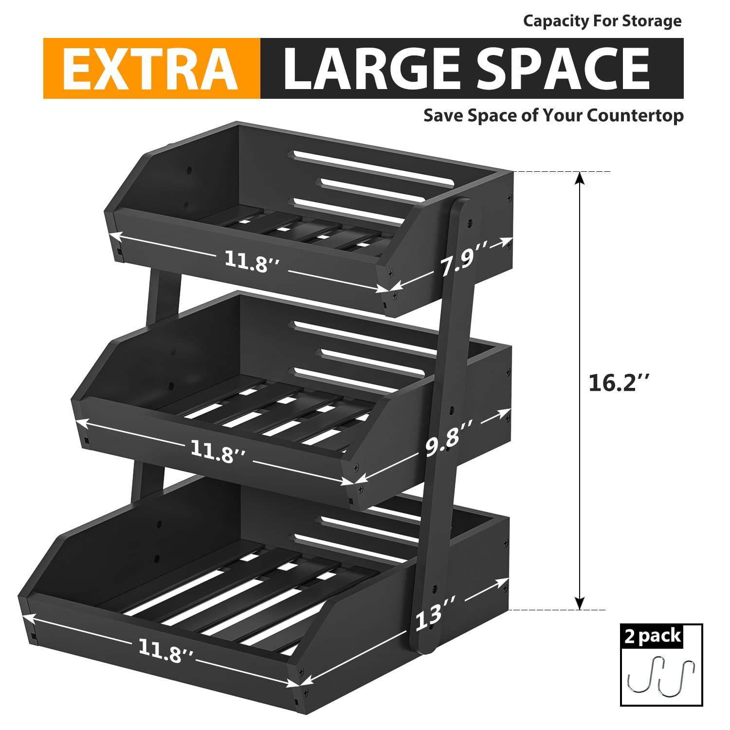GMTSL Bamboo Fruit Basket with sturdy base prevents tipping