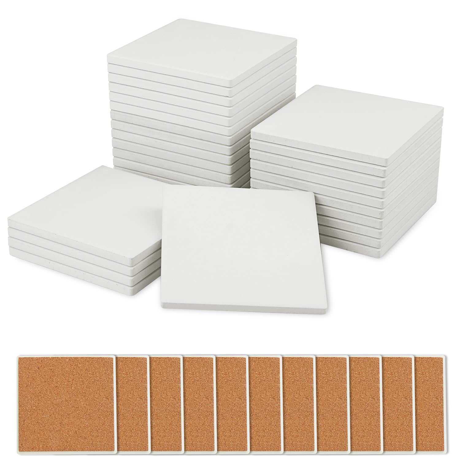 GNIEMCKIN blank ceramic coaster with cork backing, ideal for DIY painting.