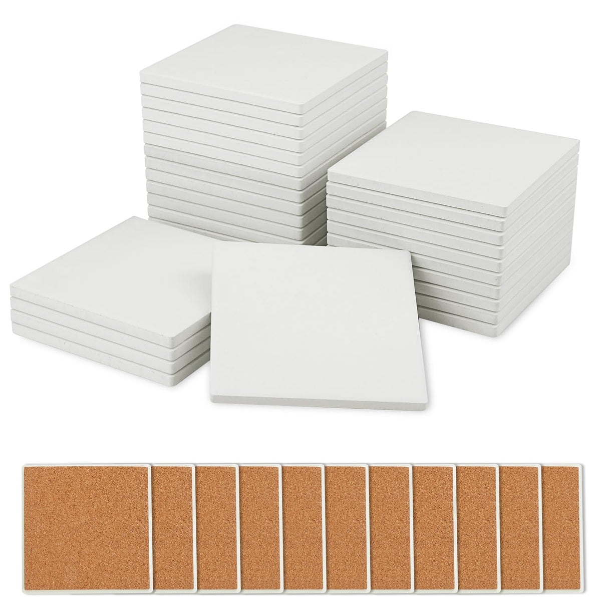 GNIEMCKIN blank ceramic coaster with cork backing, ideal for DIY painting.