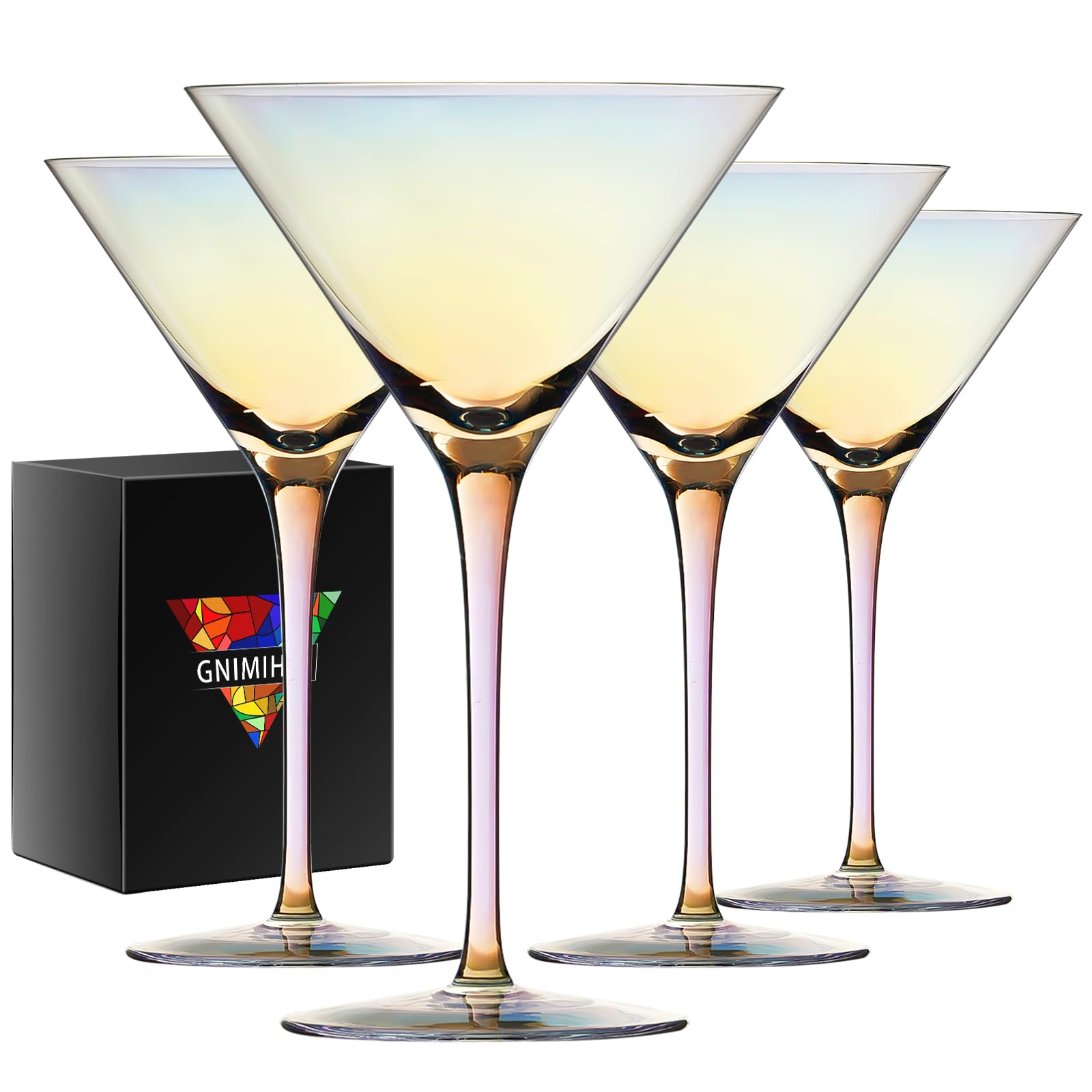 Gnimihz iridescent martini glasses set of 4 glow for elegant entertaining