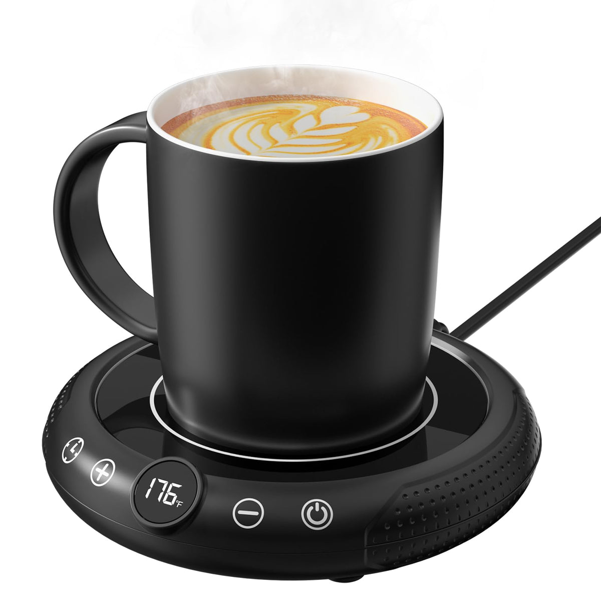 GNIYUIX coffee mug warmer on a desk keeps beverages warm longer for busy days