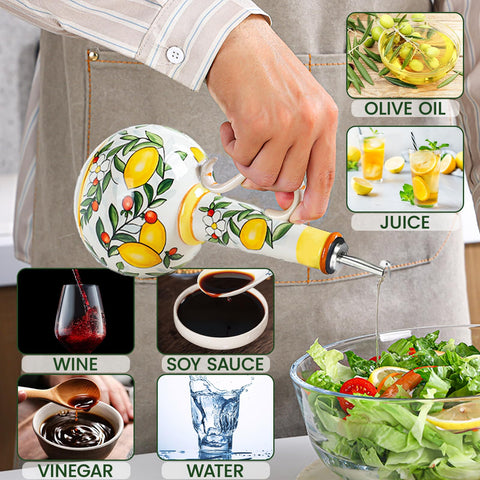 Gnlnkn drip-free spout ensures controlled drizzle for dressings and marinades.