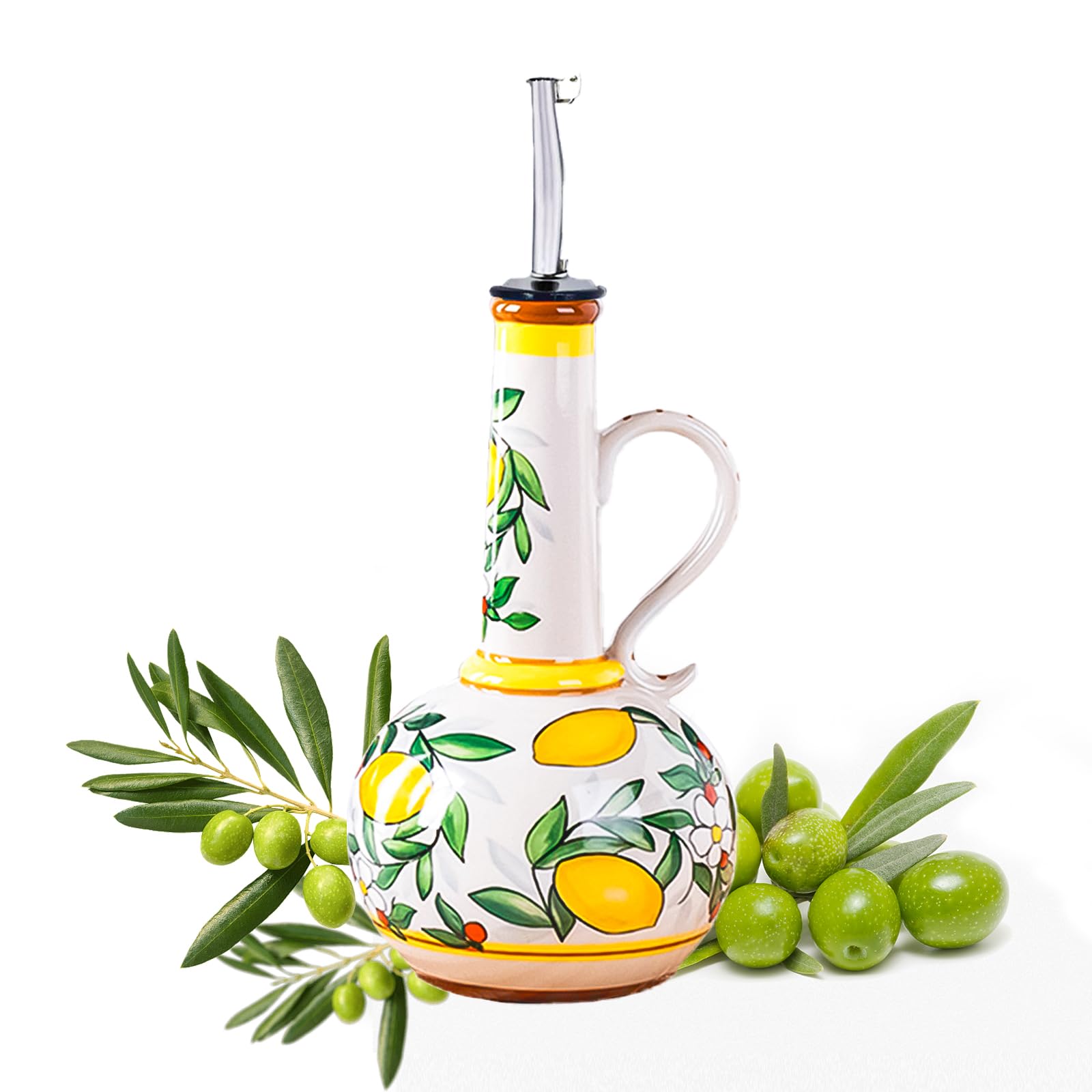 Gnlnkn lemon-pattern ceramic oil bottle adds Mediterranean charm to your kitchen counter.