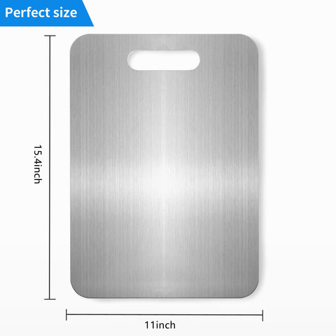 Gnodry Titanium Cutting Board close-up highlighting durability and smooth surface against knives.