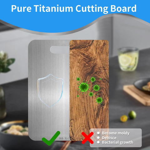 Gnodry Titanium Cutting Board being wiped clean for quick maintenance.