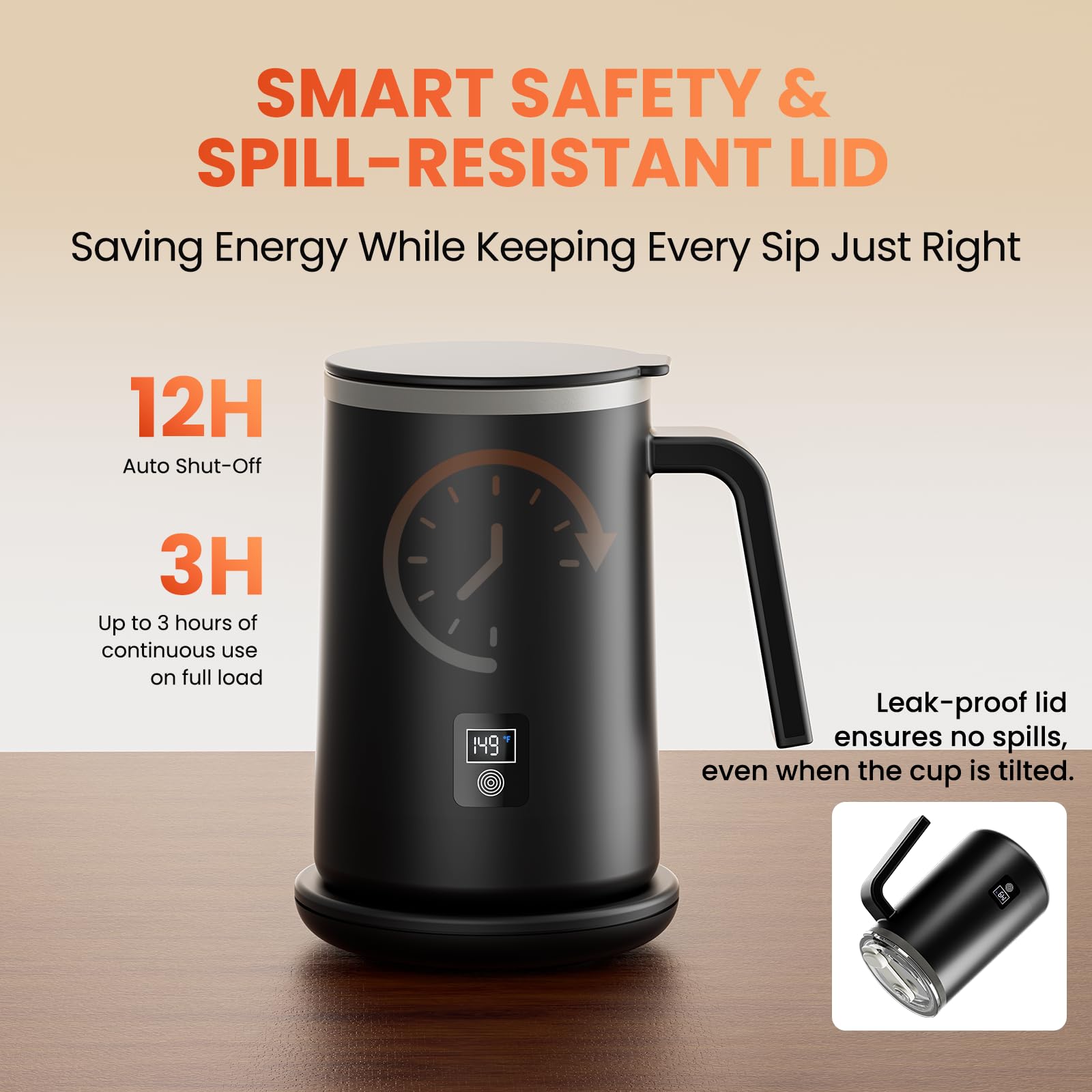 GOANDO spill-proof lid with switch for on-the-go sipping