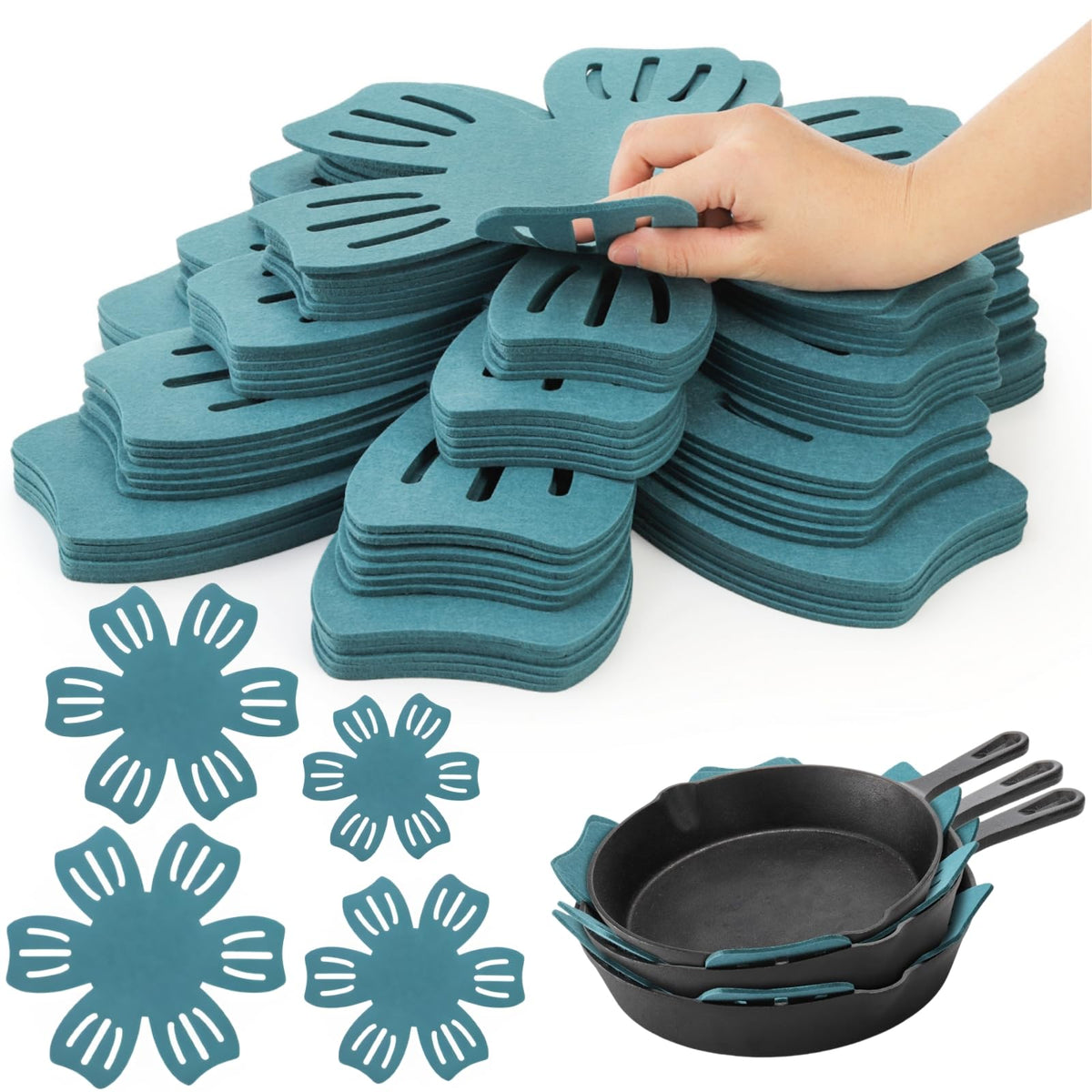 Goaste pot and pan protectors in 11-inch diameter protecting cookware during stacking