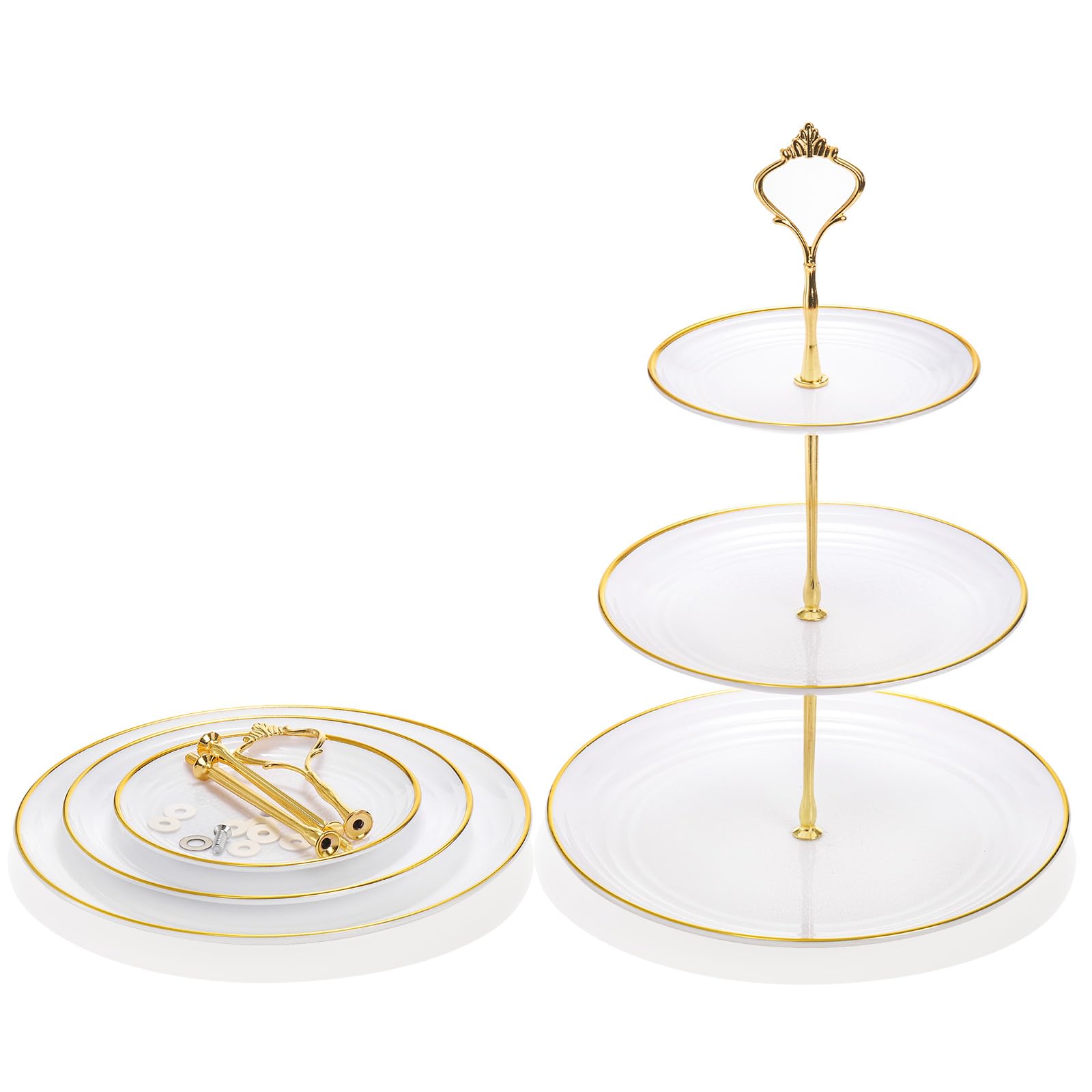 Goaste 3-pack tiered cupcake stand shown in full 3-tier display for events.