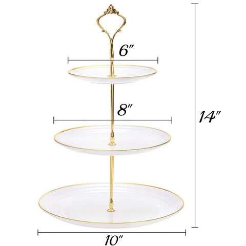 Goaste 3-pack tiered cupcake stand, stackable during assembly, side view shows easy setup.