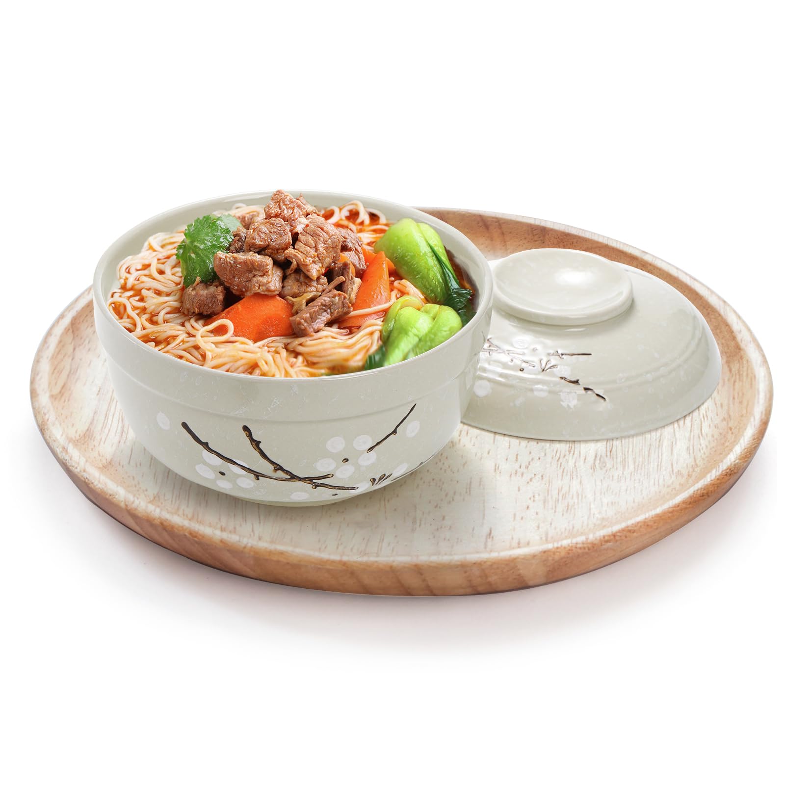 Goaste hand-painted plum blossom design on ceramic tableware.