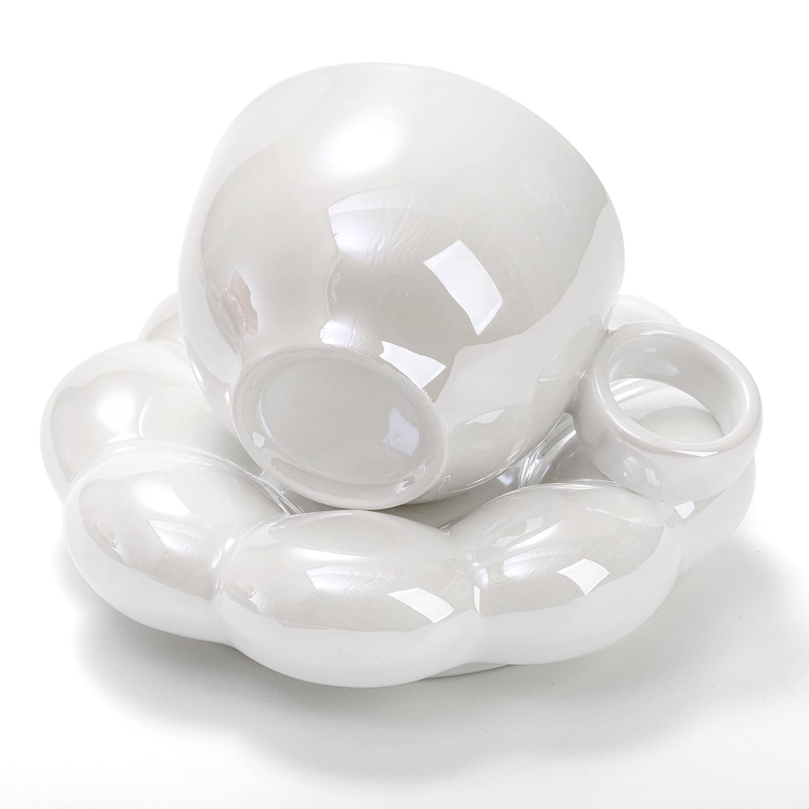 Goaste sunflower coaster in pearl white pairs with cloud mug for bright mornings.