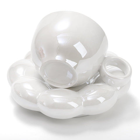 Goaste sunflower coaster in pearl white pairs with cloud mug for bright mornings.