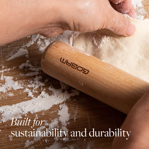 GOBAM rolling pin stores easily in drawers thanks to compact 13 x 1.38 inch size.