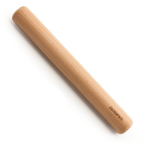 GOBAM wood rolling pin in beech wood for even dough rolling and uniform results.