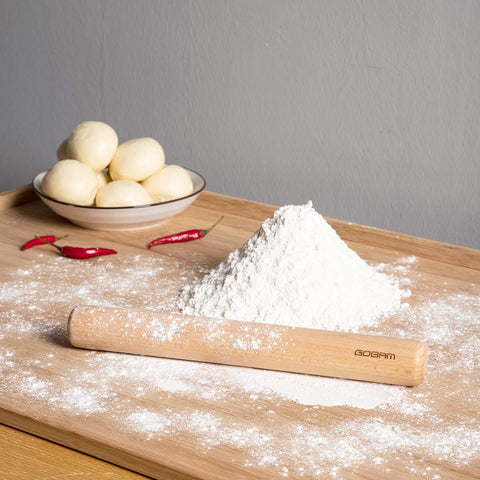 GOBAM Wood Rolling Pin delivering a smooth roll for crusts and cookies