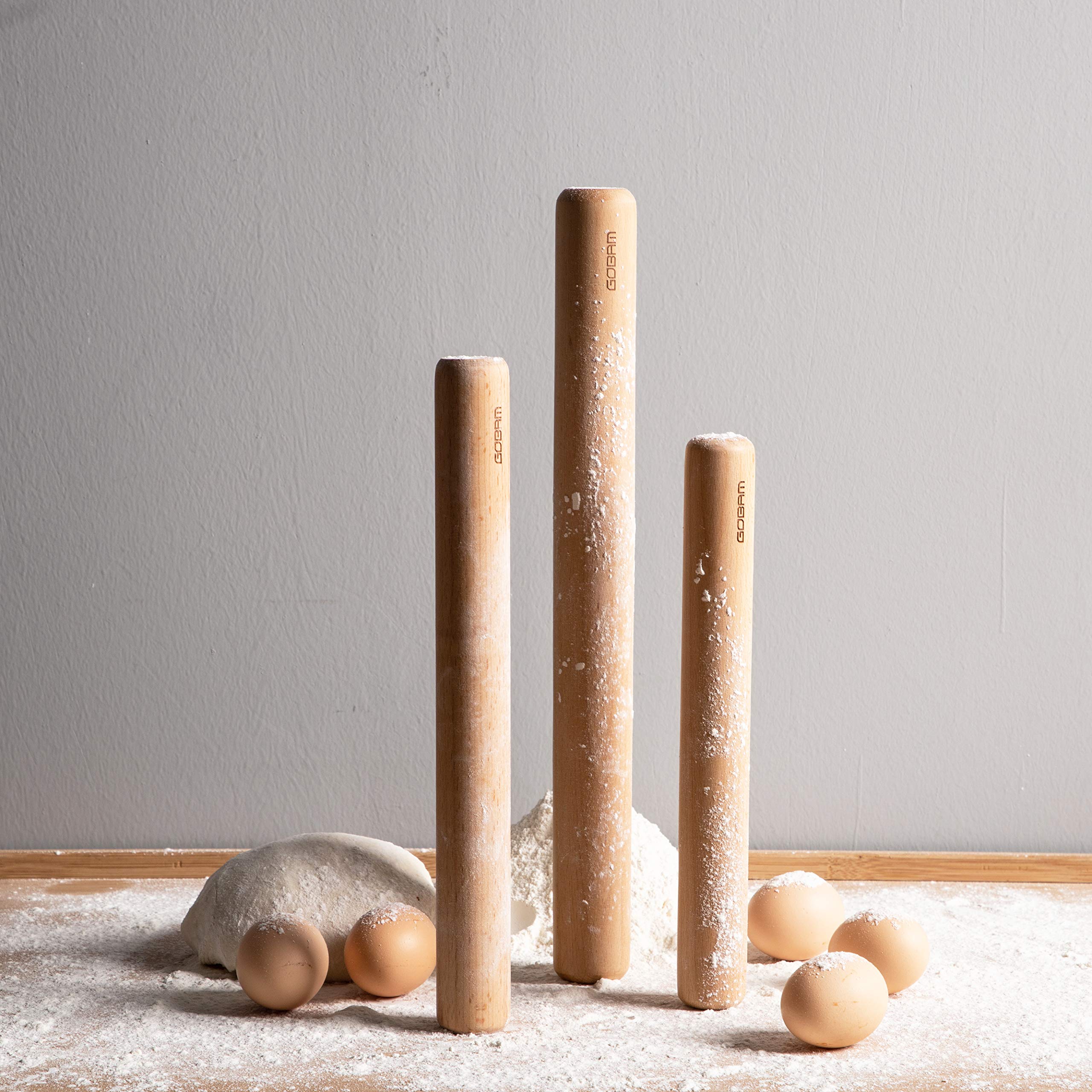 GOBAM Wood Rolling Pin versatile for chapati, pasta, and fondant tasks