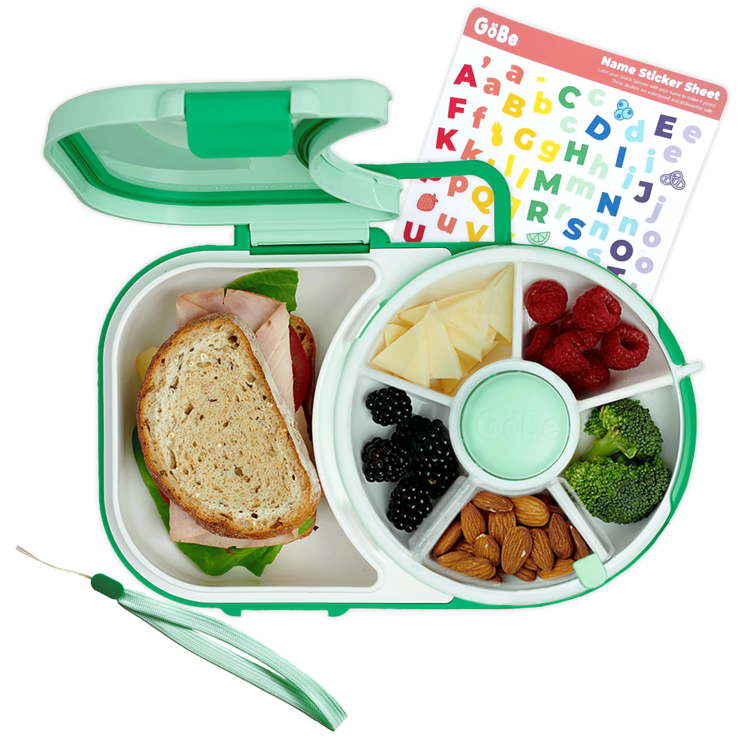 GoBe Kids lunchbox with snack spinner keeps meals organized for school days.