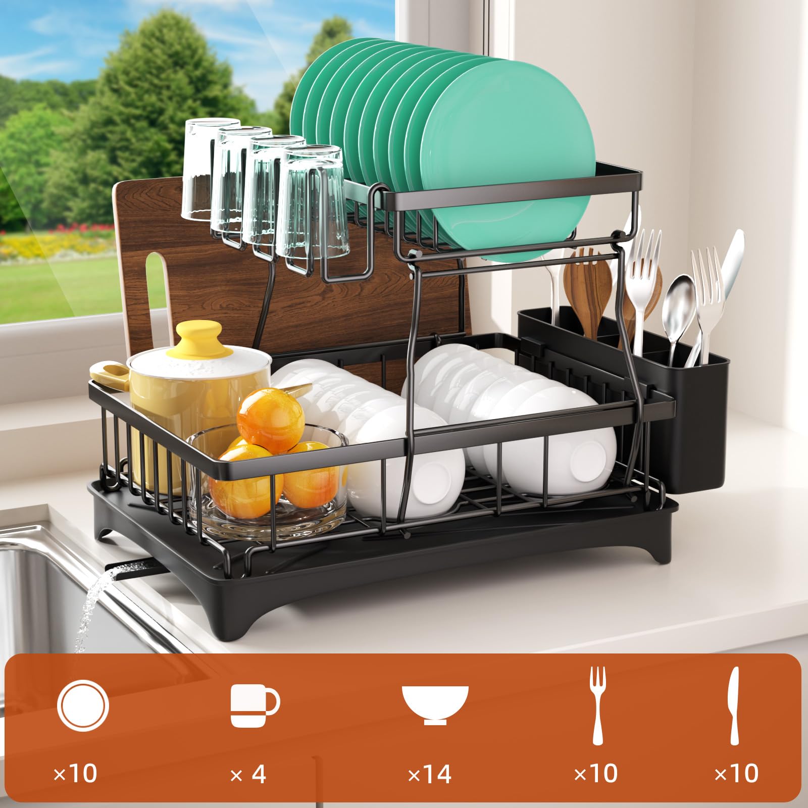Godboat auto-drain outlet pipe drains water directly from dishes.