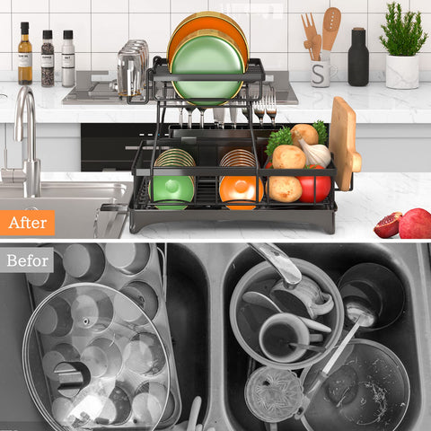 Godboat rack includes knife and utensil holder to keep tools organized.