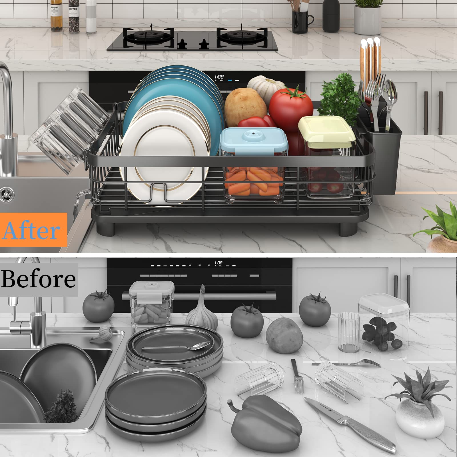 Godboat rotatable draining tray guides water toward sink from any side