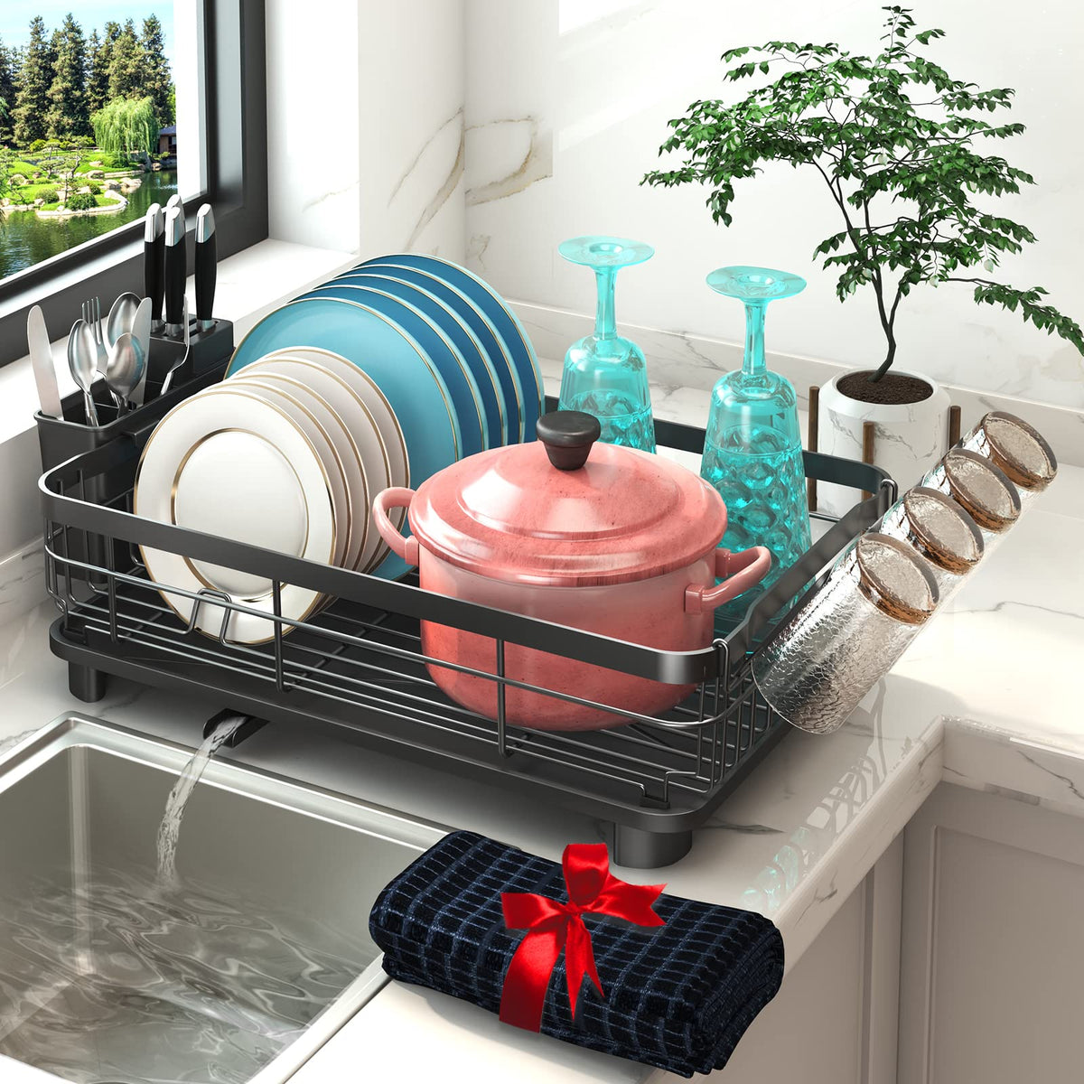 Godboat dish rack top cup holder keeping cups organized and dry