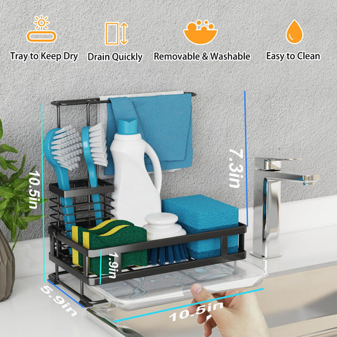 Godboat removable brush holder and dish cloth hanger for sorted cleaning tools