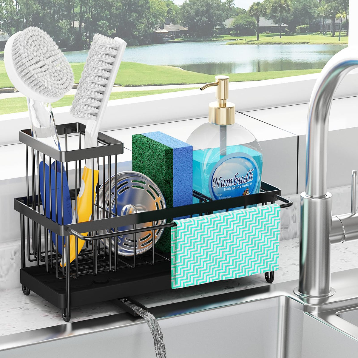 Godboat sponge holder with drain tray keeps sponges dry and nearby